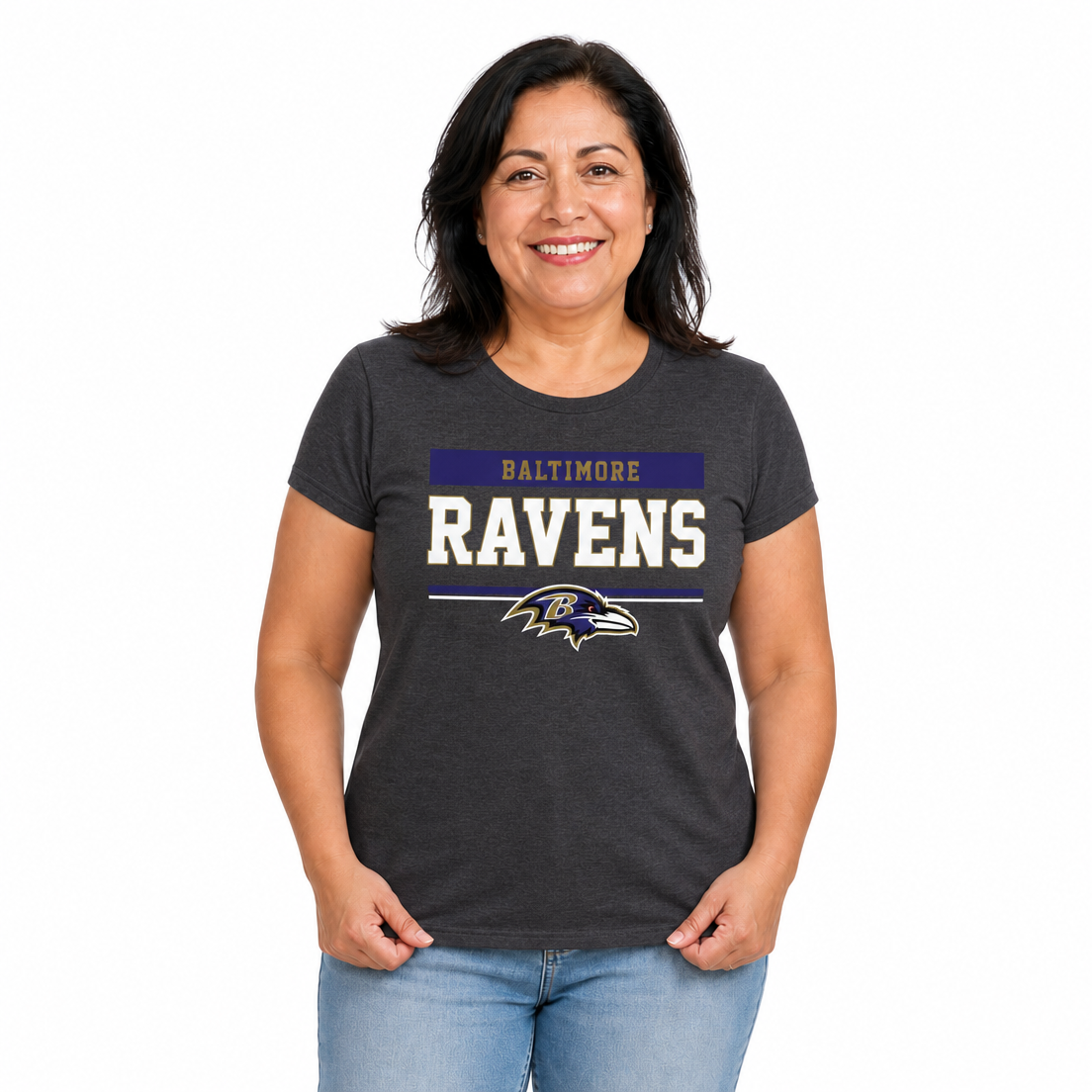 Baltimore Ravens  Women's NFL Charcoal T-Shirt Short Sleeve - Charcoal