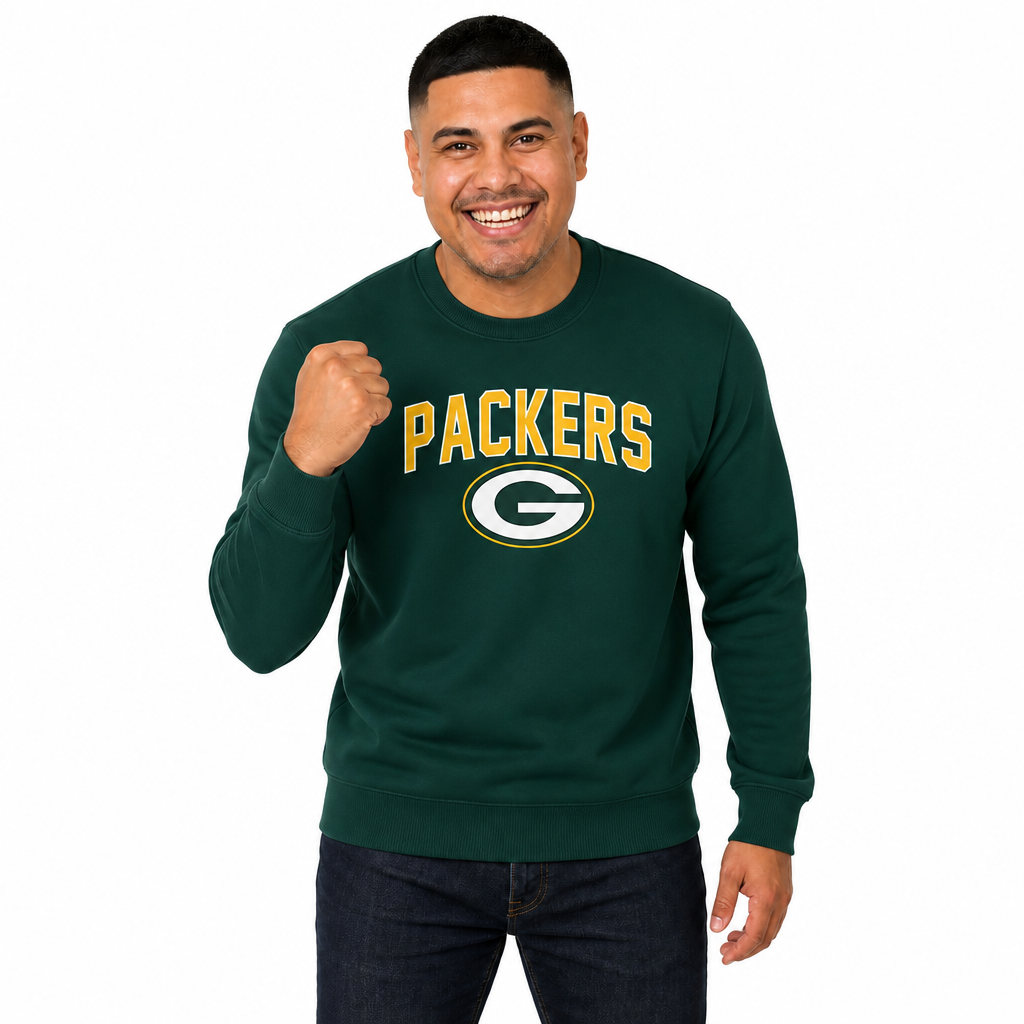 Green Bay Packers  NFL Home Team Fleece Crewneck Sweatshirt Men Women - Forest Green