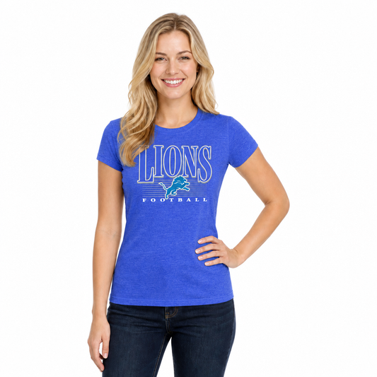 Detroit Lions  Overtime Blueprint Women's NFL Short Sleeve T-Shirt - Royal