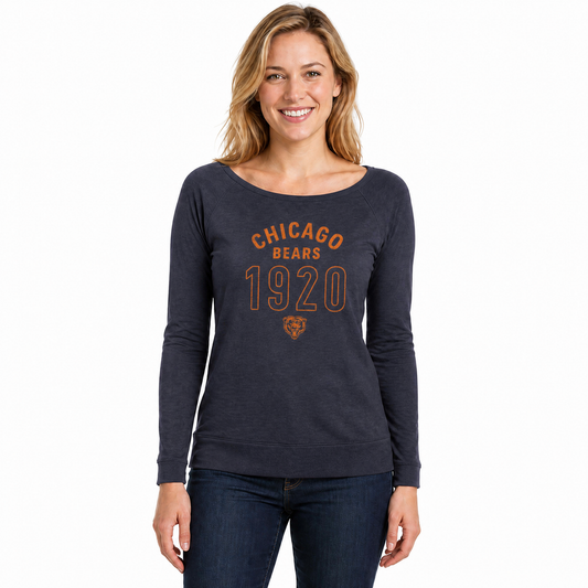 Chicago Bears  Women's NFL Big Date French Terry Pullover - Navy Heather