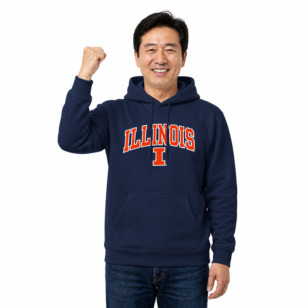 Illinois Fighting Illini NCAA Adult Tackle Twill Hooded Sweatshirt - Navy