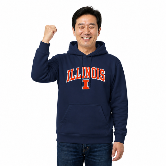 Illinois Fighting Illini NCAA Adult Tackle Twill Hooded Sweatshirt - Navy
