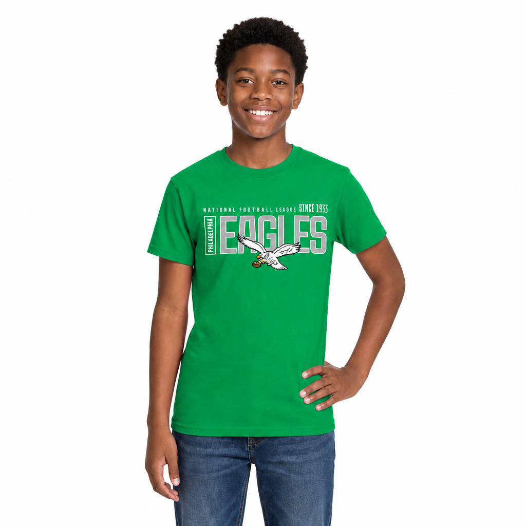 Philadelphia Eagles  NFL Youth Modern Endzone T-Shirt Boys Girls - Kelly Green