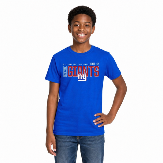 New York Giants NFL Youth Modern Endzone T-Shirt Unisex Boys Girls - Royal