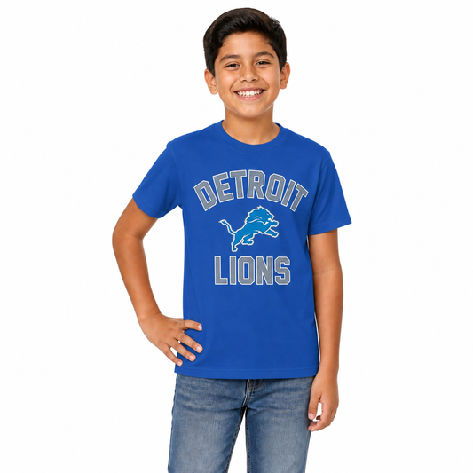 Detroit Lions  NFL Youth Football Tee Boys Girls Officially Licensed - Royal