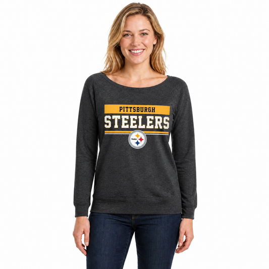 Pittsburgh Steelers  NFL Women's French Terry Crewneck Sweatshirt - Charcoal