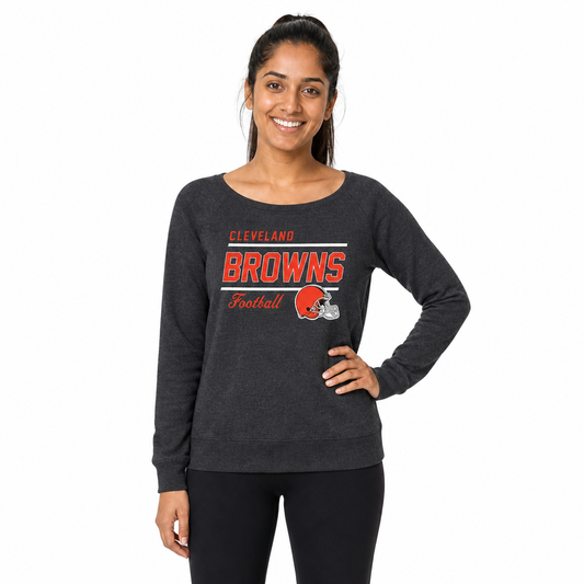 Cleveland Browns Women's Gameday Crewneck Sweatshirt Long Sleeve - Charcoal