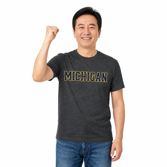 Michigan Wolverines NCAA Cotton Blend Charcoal T-Shirt Men Women - Charcoal