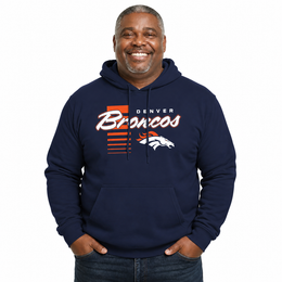 Denver Broncos NFL Adult Unisex Retro Script Ultra Soft Fleece Hooded Sweatshirt - Navy