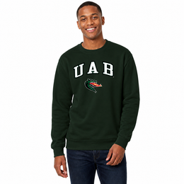 UAB Blazers Adult Arch & Logo Soft Style Gameday Crewneck Sweatshirt - Green