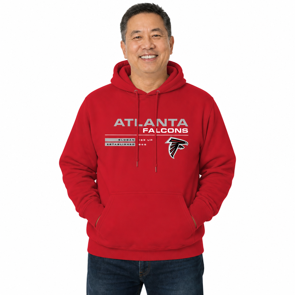 Atlanta Falcons Adult NFL Speed Stat Sheet Fleece Hooded Sweatshirt - Red