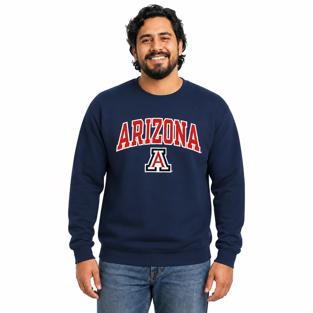 Arizona Wildcats  NCAA Tackle Twill Crewneck Sweatshirt Men Women - Navy