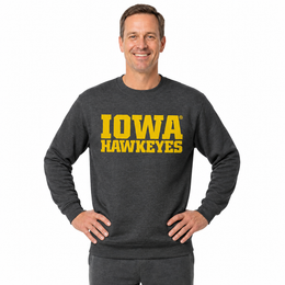 Iowa Hawkeyes NCAA Adult Charcoal Crewneck Fleece Sweatshirt - Charcoal
