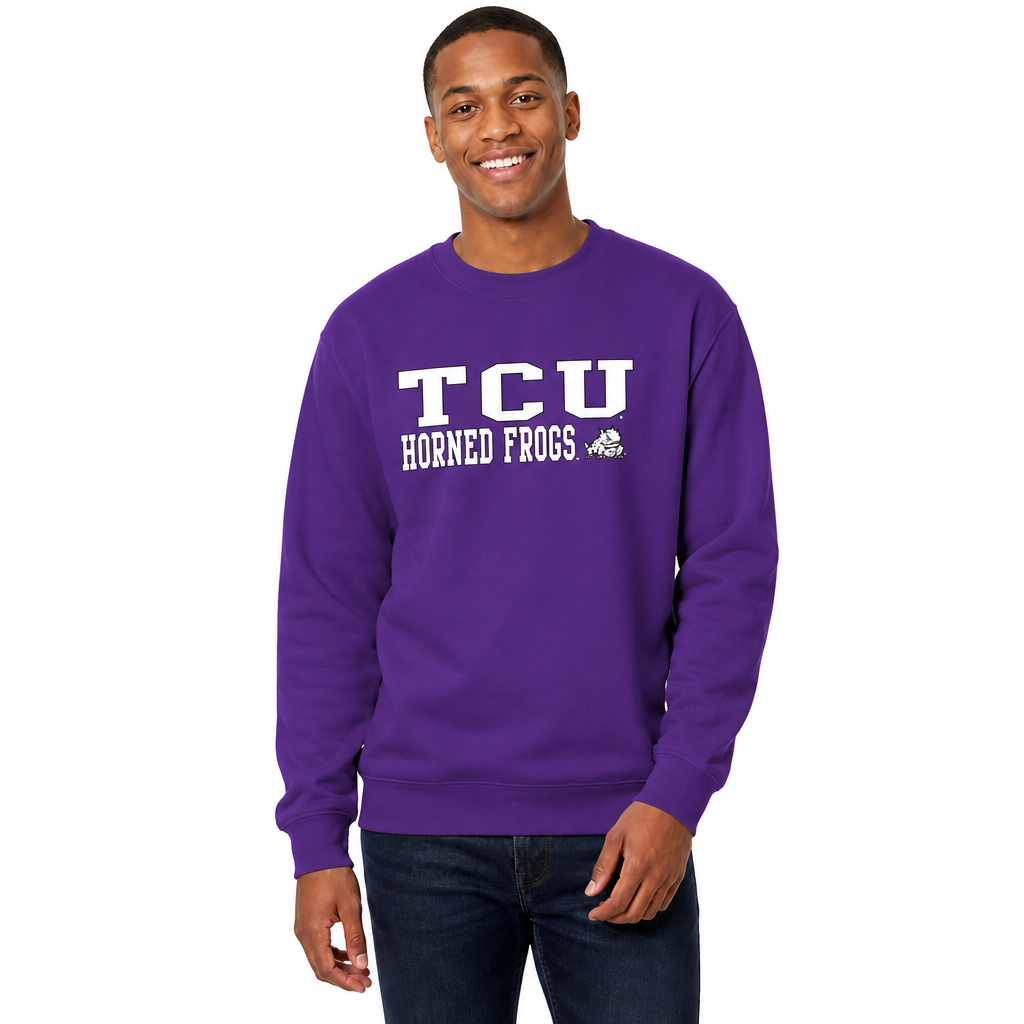 TCU Horned Frogs Adult Arch & Logo Soft Style Gameday Crewneck Sweatshirt - Purple