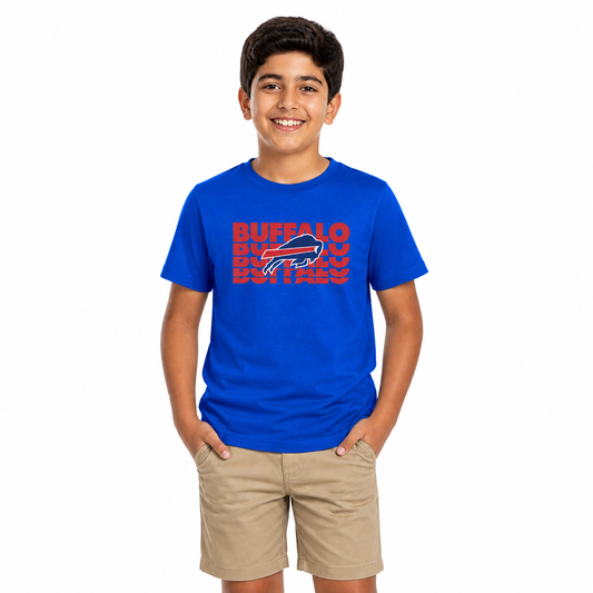 Buffalo Bills NFL Youth Repeating Logo Football T-Shirt - Royal