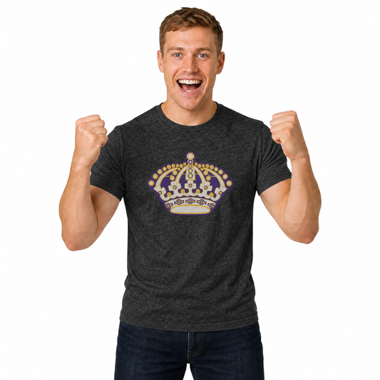 Los Angeles Kings Retro Logo T-Shirt Men Women Vintage Heathered Tee - Black Heather