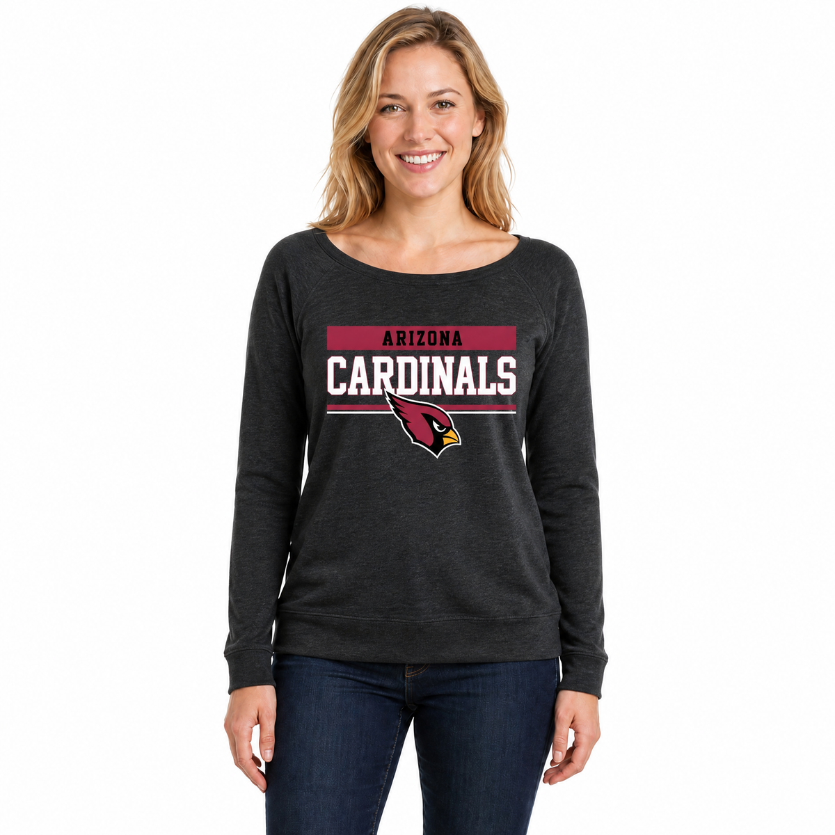 Arizona Cardinals  NFL Women's French Terry Crewneck Sweatshirt - Charcoal