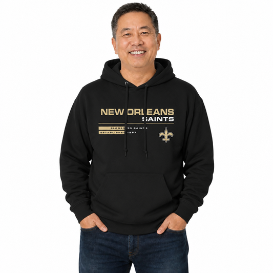 New Orleans Saints Adult NFL Speed Stat Sheet Fleece Hooded Sweatshirt - Black