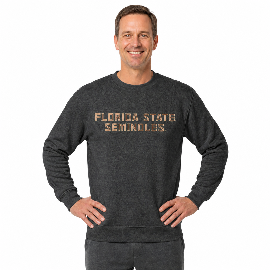 Florida State Seminoles NCAA Adult Charcoal Crewneck Fleece Sweatshirt - Charcoal