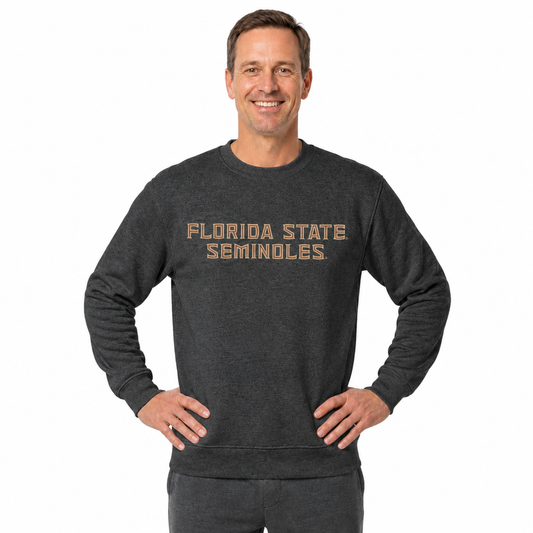 Florida State Seminoles NCAA Adult Charcoal Crewneck Fleece Sweatshirt - Charcoal