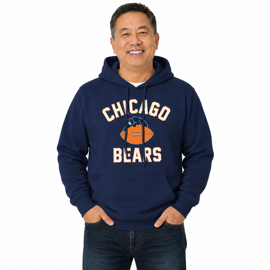Chicago Bears NFL Adult Unisex Retro Gameday Ultra Soft Fleece Hooded Sweatshirt - Navy