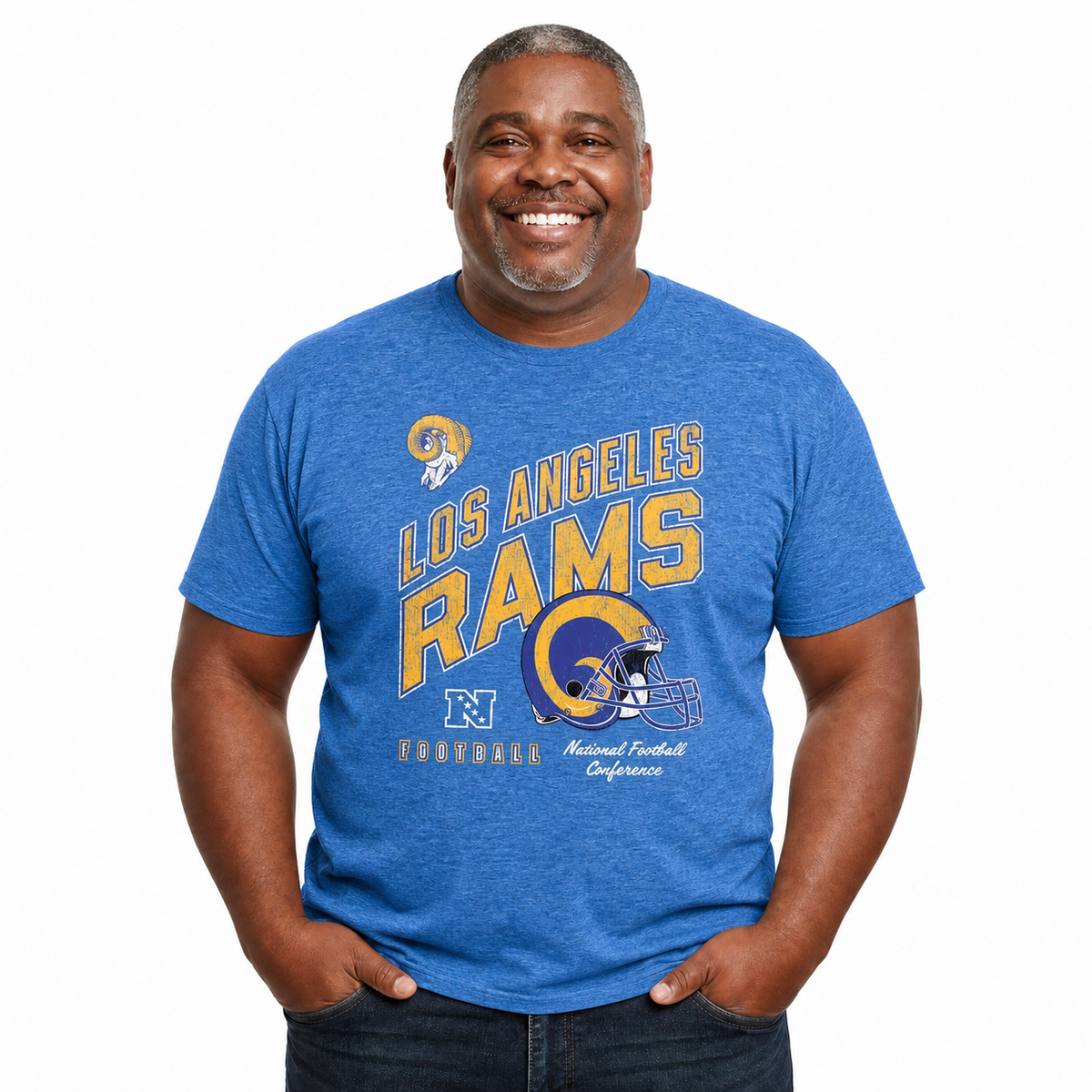 Los Angeles Rams NFL Distressed Helmet T-Shirt - Royal Heather