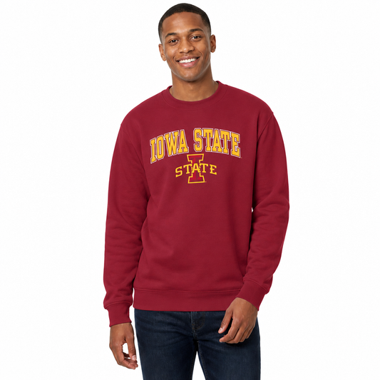 Iowa State Cyclones Campus Colors Adult Arch & Logo Soft Style Gameday Crewneck Sweatshirt  - Cardinal