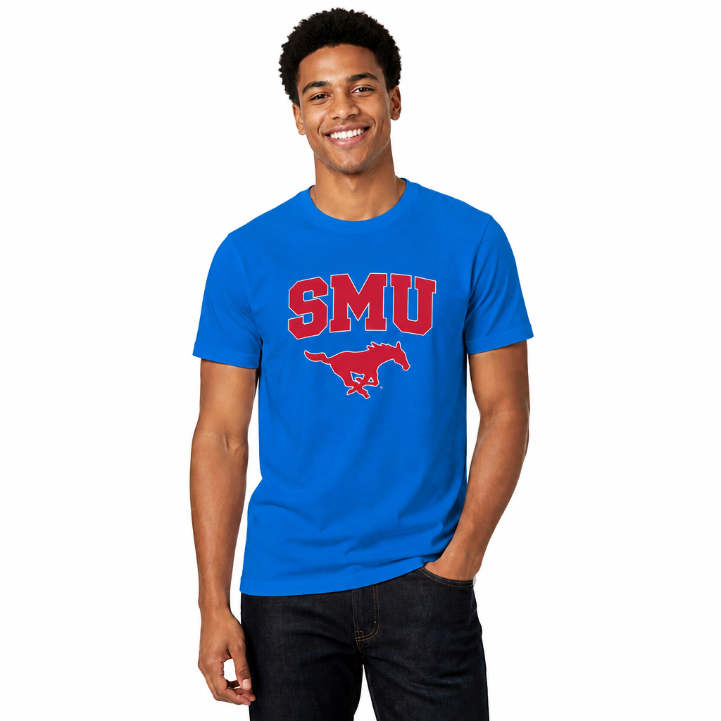 SMU Mustangs Gameday Cotton T-Shirt for Men and Women - Royal
