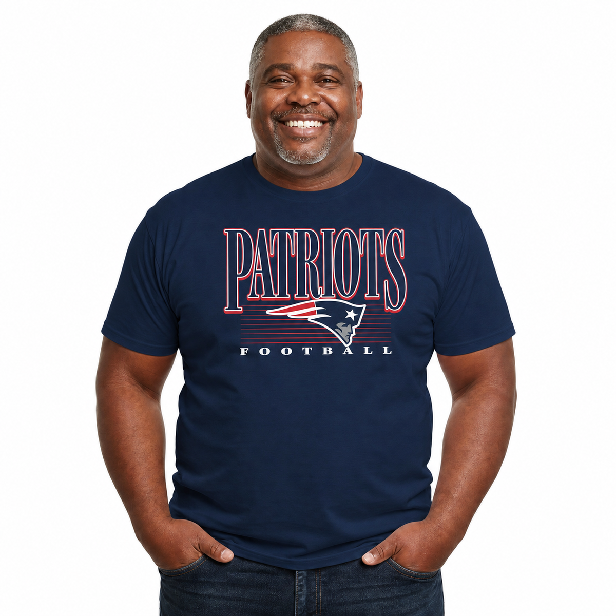New England Patriots NFL Adult Overtime Blueprint Tagless Tee Unisex - Navy
