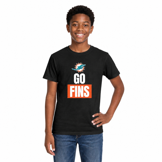 Miami Dolphins NFL Youth Team Slogan Short Sleeve Lightweight T Shirt - Black