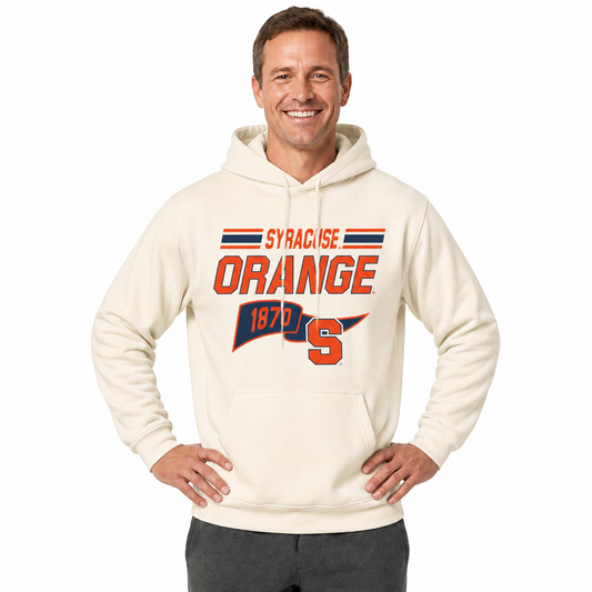 Syracuse Orange NCAA Varsity Club Pennant Hoodie Fleece Men Women - Off White