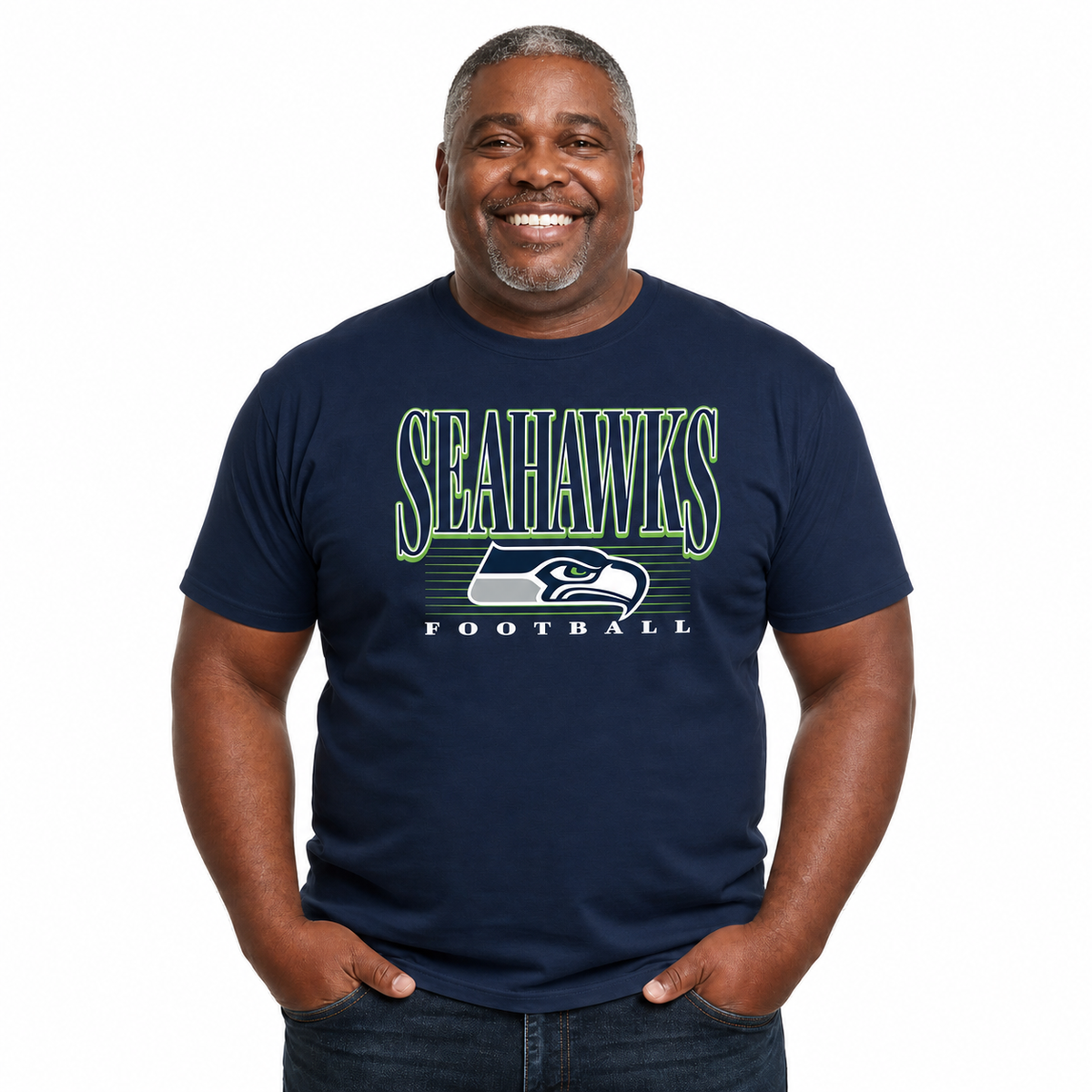 Seattle Seahawks NFL Adult Overtime Blueprint Tagless Tee Unisex - Navy
