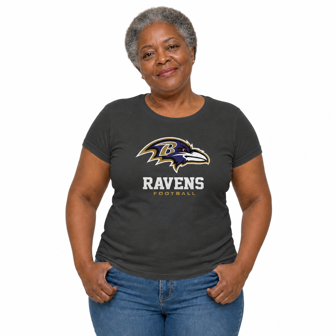 Baltimore Ravens  Women's NFL Big Logo Cotton T-Shirt - Black