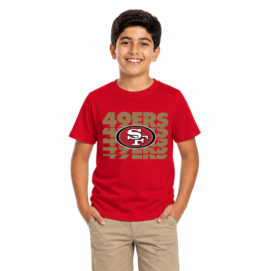 San Francisco 49ers  NFL Youth Repeating Logo T-Shirt Kids Boys Girls - Red