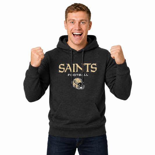 New Orleans Saints Adult NFL Football Helmet Heather Hooded Sweatshirt - Charcoal