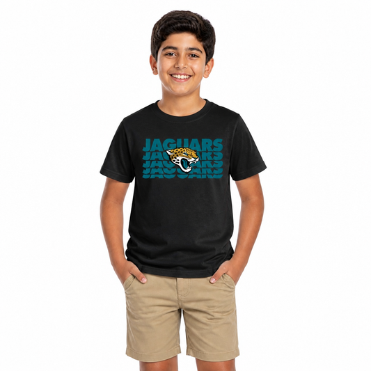 Jacksonville Jaguars NFL Youth Repeating Logo Football T-Shirt - Black