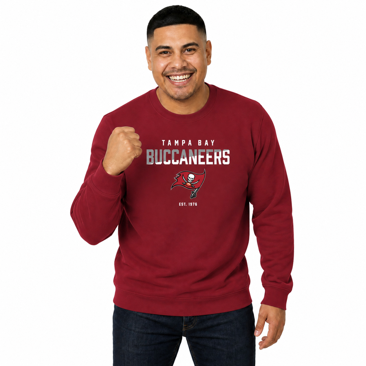 Tampa Bay Buccaneers NFL Color Block Fleece Crewneck - Cardinal