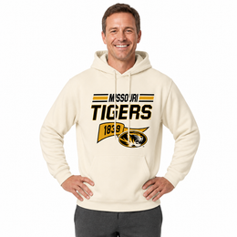 Missouri Tigers NCAA Varsity Club Pennant Hoodie Fleece Men Women - Off White