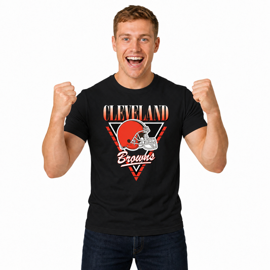 Cleveland Browns NFL Retro Triangle T-Shirt - Black
