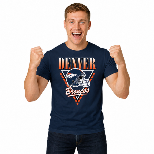 Denver Broncos NFL Retro Triangle T-Shirt - Navy