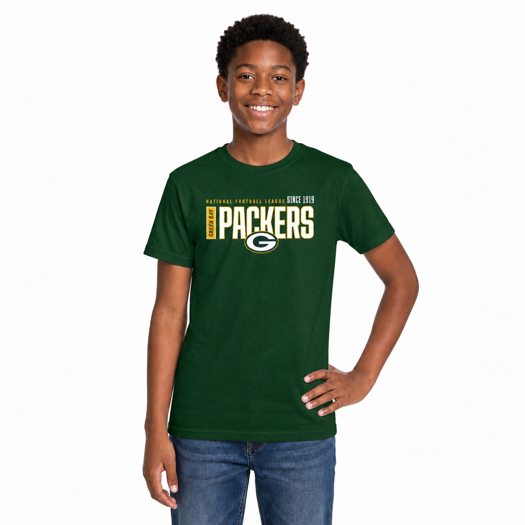 Green Bay Packers NFL Youth Modern Endzone T-Shirt Unisex Boys Girls - Forest Green
