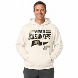 Purdue Boilermakers NCAA Varsity Club Pennant Hoodie Fleece Men Women - Off White