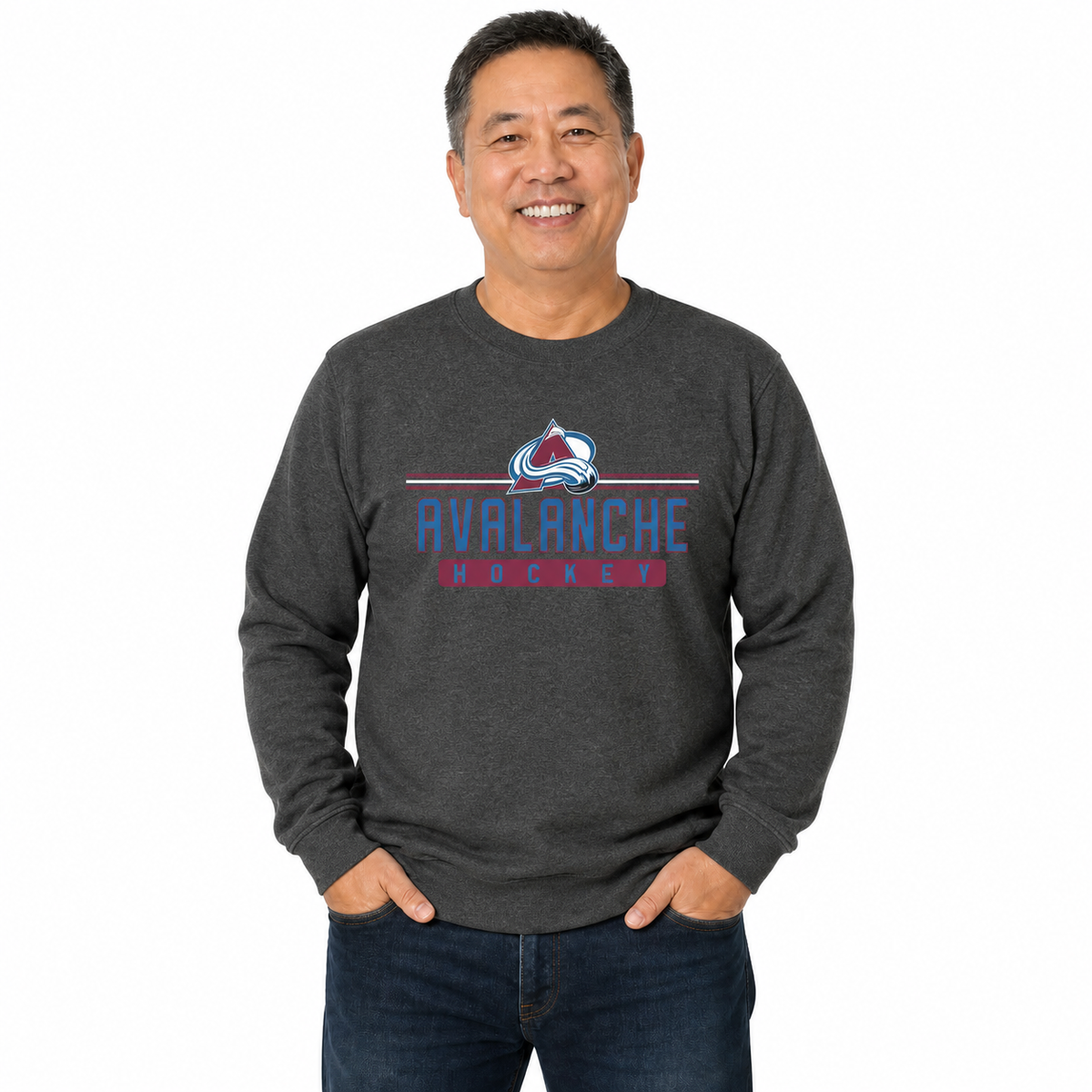 Colorado Avalanche NHL True Fan Fleece Crewneck Sweatshirt Men Women - Charcoal