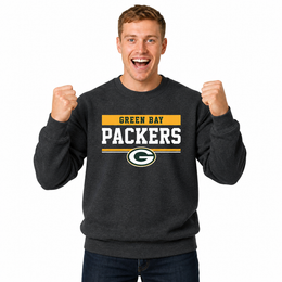 Green Bay Packers NFL Team Block Crewneck Sweatshirt - Charcoal