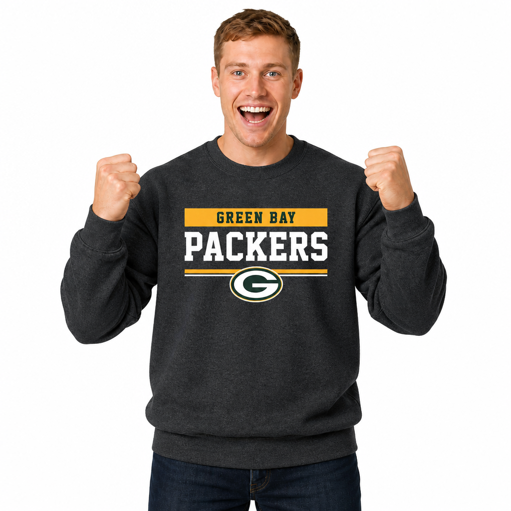 Green Bay Packers NFL Team Block Crewneck Sweatshirt - Charcoal
