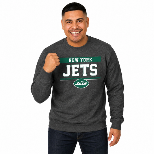 New York Jets NFL Team Block Crewneck Sweatshirt - Charcoal