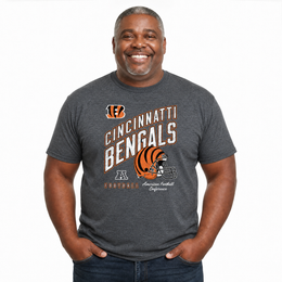 Cincinnati Bengals NFL Distressed Helmet T-Shirt - Heather Charcoal