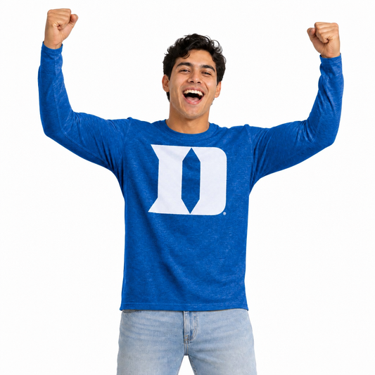 Duke Blue Devils  Logo Long Sleeve Shirt Men Women Unisex NCAA Licensed - Royal Heather