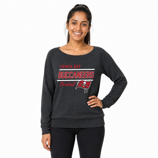 Tampa Bay Buccaneers Women's Gameday Crewneck Sweatshirt Long Sleeve - Charcoal