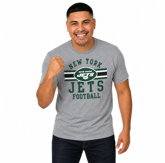 New York Jets NFL Adult Short Sleeve Team Stripe Tee - Sport Gray